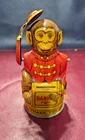 Vintage J. Chein Monkey Tipping Hat Mechanical Piggy Bank Tin Litho Toy c1940s