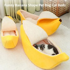 Banana Shape Cat Bed Soft Plush Comfort Pet House for Winter