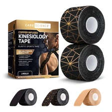 Waterproof Kinesiology Tape, 40 ct Precut Strips (2 Rolls), Copper Infused | ...