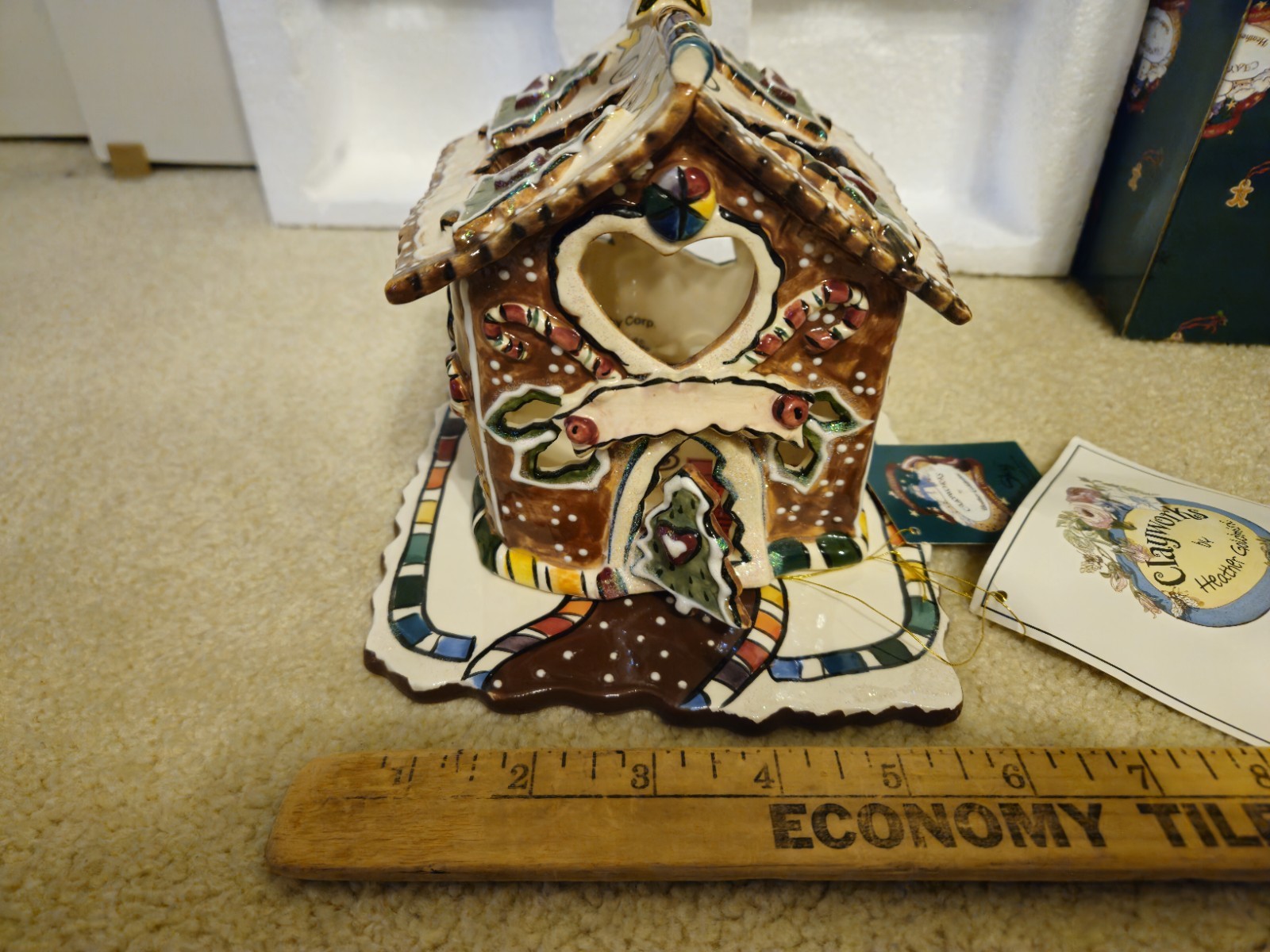 BLUE SKY CLAYWORKS CHRISTMAS CANDY CANE BUNGALOW HOUSE WITH BOX "ORIGINAL OWNER"