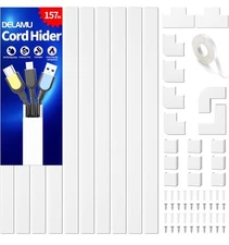 Delamu Cord Hider, 157in Wire Covers for Cords on Wall, Premium Cable Hider wht