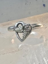 Black Hills Gold ring heart leaves band Valentine love ring size 6 Sterling silv