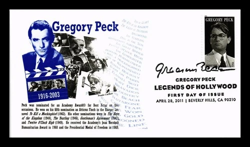 US COVER GREGORY PECK LEGENDS OF HOLLYWOOD FDC PANDA THERMOGRAPHED CACHET