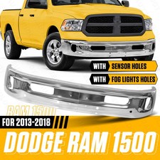 Chrome Steel Front Bumper Face Bar Wfog Light Hole For 2013-2018 Dodge Ram 1500 Chrome Steel Front Bumper Face Bar Wfog Light Hole For 2013-2018 Dodge Ram 1500