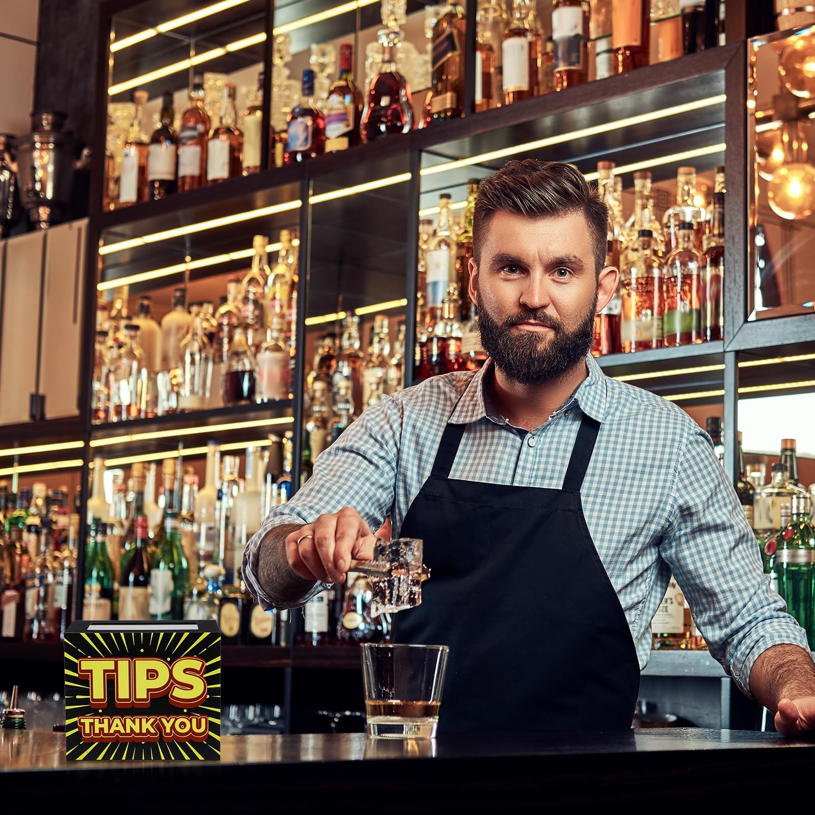 Tip Jar Acrylic Tip Box for Bartender Bars 6 x 4 x 5 Inch Tip Collection Box ...