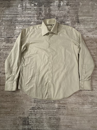 Corneliani, Corneliani TREND Button-Up Shirt Men Flat Green Sz XL Italy Cotton 43/17 Classic
