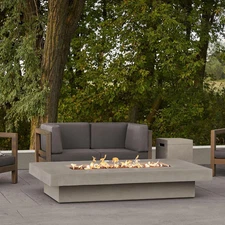 Hickory Bay 72 Inch Rectangular GFRC Natural Gas Fire Pit Table in Flint by
