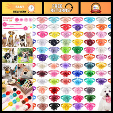 100 Pcs Dog Collar Flowers - Adjustable Floral Pet Bow Accessories, 2 Styles