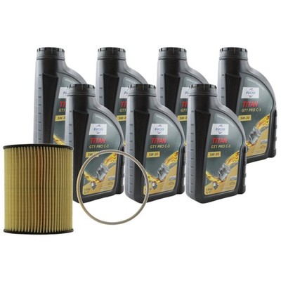 7L Fuchs TITAN GT1 PRO C-3 5W-30 Mahle Engine Oil Change Kit for S60 S80 XC90 L6