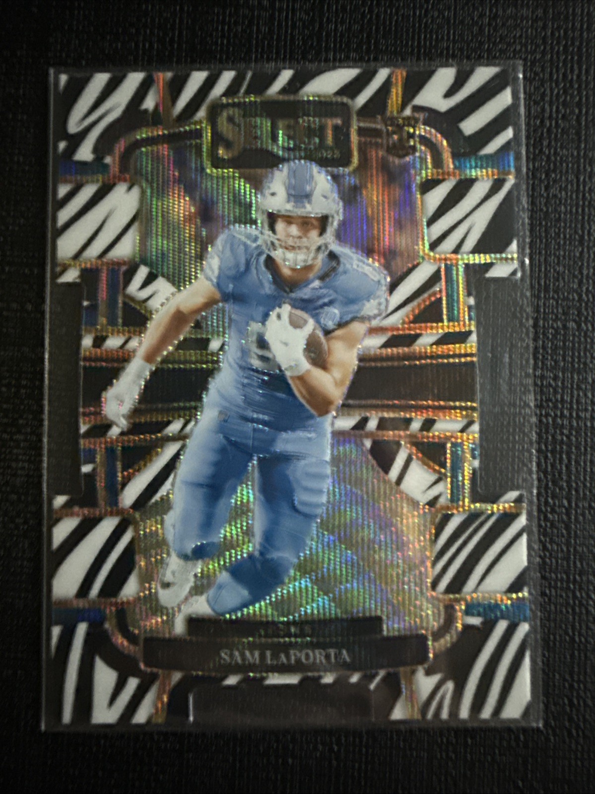 2023 Panini Select - Concourse Sam LaPorta #35 Zebra Prizm Die-Cut (RC)