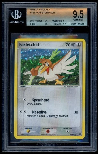 Pokemon Card Farfetch'd 107/106 EX Emerald Holo Secret Rare BGS 9.5