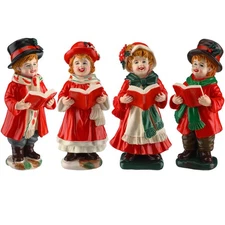 4 Pcs Christmas Carols Figurines Table Decor Christmas Village Sets Xmas Caro...