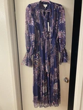 Hemant & Nandita Marine Pleated Navy Dress “S” NWT