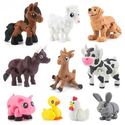 10 Pack 3D Printed Farm Animal Figurines - Realistic Cute Toys for Kids, Fidget