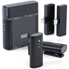 Wireless Lavalier Microphone for iPhone/Android/iPad 2 TX  2 RX  Charging ...