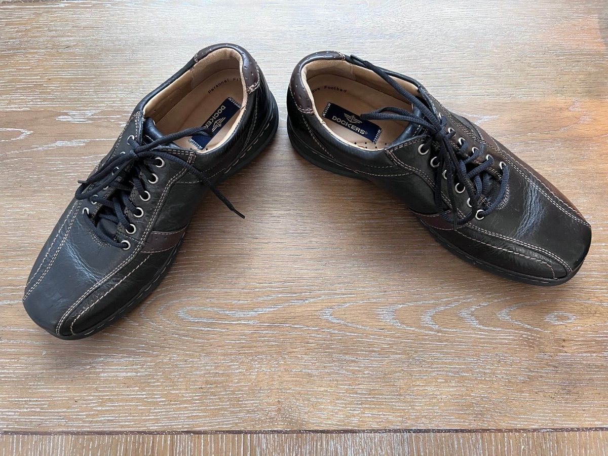 Dockers Shoes Mens 10M Black Brown Leather Preppy 090-9414  display picture 3