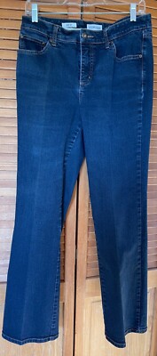 ST JOHNS BAY BOOTCUT JEANS, WOMENS 10 WITH STRETCH, DARK BLUE EUC *MINT*