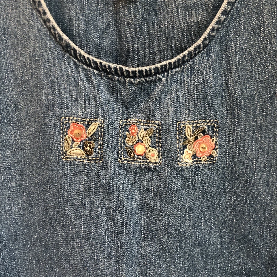 Vestido Jersey Christopher & Banks Denim Mono Profesor de Escuela Bordado Talla XL Foto 4 de 4