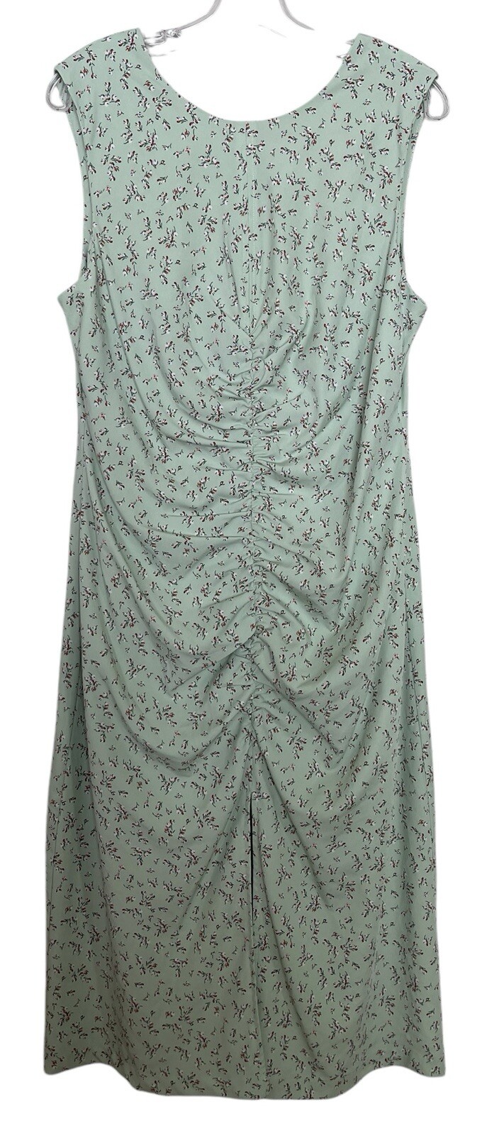 Love Whit By Whitney Port Dress Size Large L Green Floral Ruched Open Back