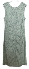 Love Whit By Whitney Port Dress Size Large L Green Floral Ruched Open Back