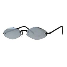 Rimless Skinny Diamond Shape Sunglasses Womens Fashion Mirror Lens