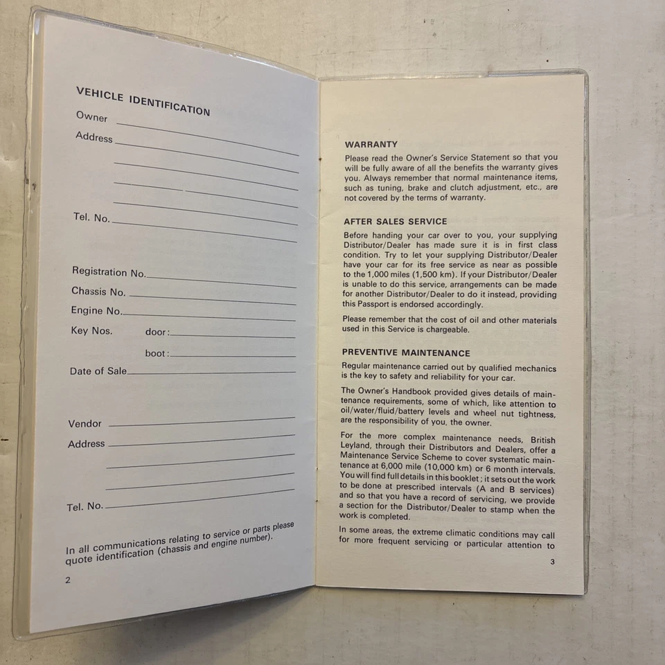 Austin Mini Cooper 1300 America NOS 1971 British Leyland Pasaporte al servicio Foto 3 de 4