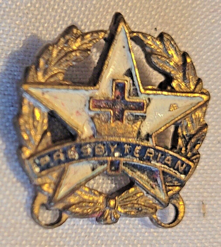 VINTAGE PRESBYTERIAN STAR & WREATH BRONZE COLOR PIN