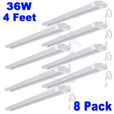8 Pack 4FT 36W Double Tube Light Surface Mounted Ceiling for Garage Wall Plug-in