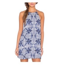 Show Me Your Mumu Katy Blue Floral Halter Mini Dress S