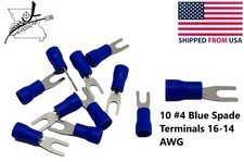 10x 4 Blue Spade Terminal 16-14 AWG Wire Electrical Connector Fork End Crimp On