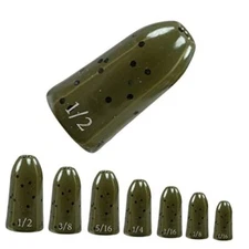 Reaction Tackle Tungsten Worm Weights for 1/4 oz (6 per pack) Green Pumpkin