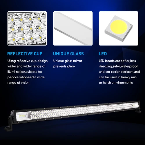 Tri Row 42" INCH + 22" LED Lights Bar +4x 7" Pods For Jeep Wrangler JK TJ YJ 4WD - Picture 5 of 24