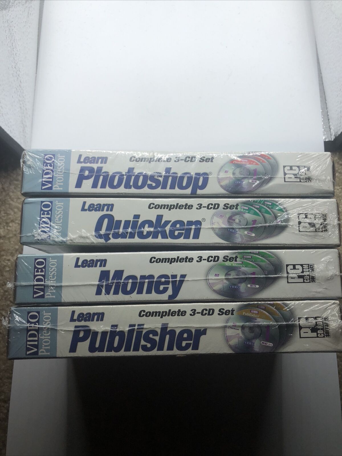 Video Professor Lot of 4 3-CD Sets PC Learn Money Quicken Photoshop Publisher
