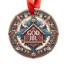GOD JUL, Norway and Sweden Christmas, Personalized Round Acrylic Ornament Gift