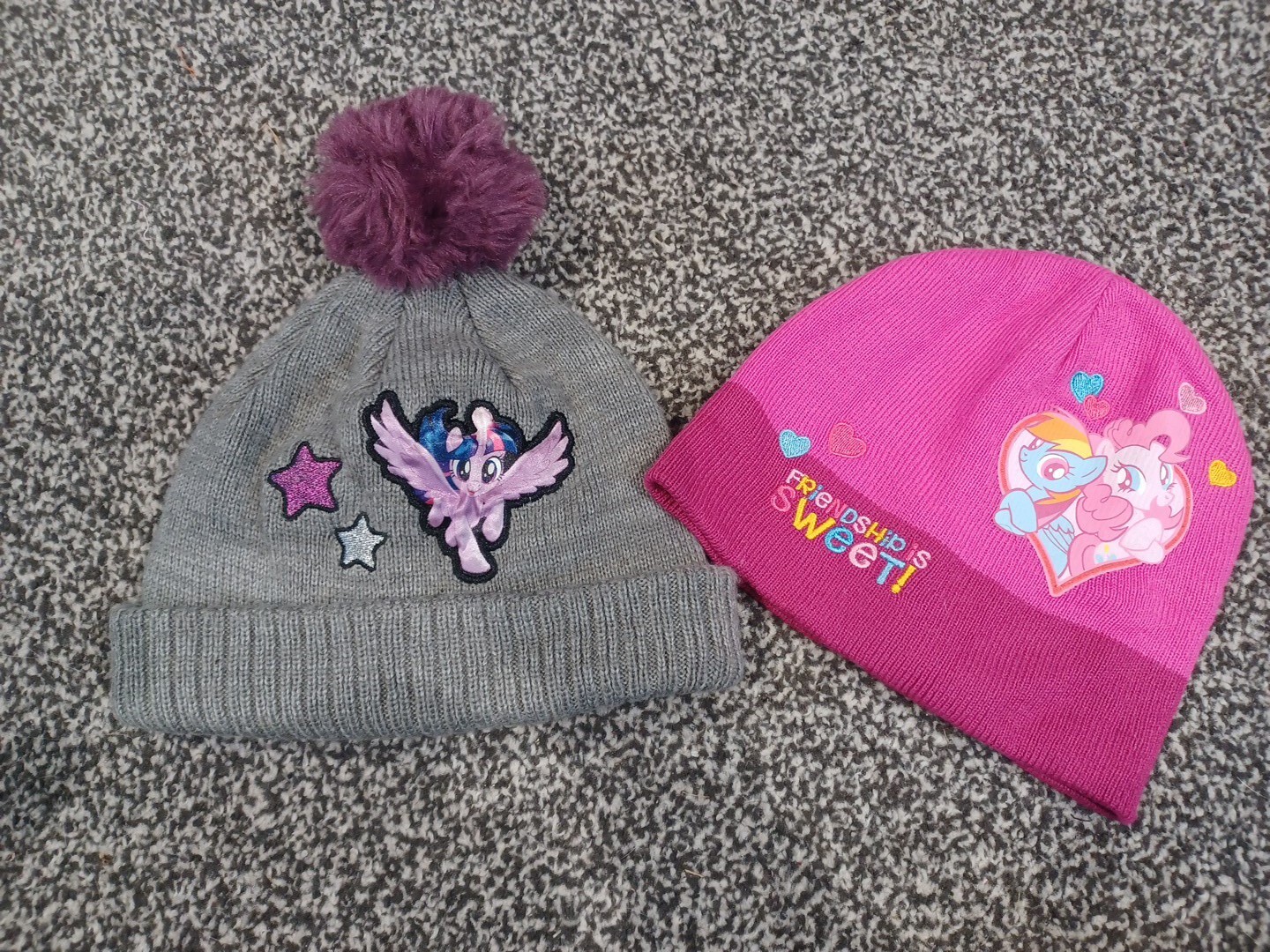 NUOVO LITTLE PONY GEORGE FASCIO CAPPELLO BAMBINA BOBBLE BEANIE GRIGIO ROSA