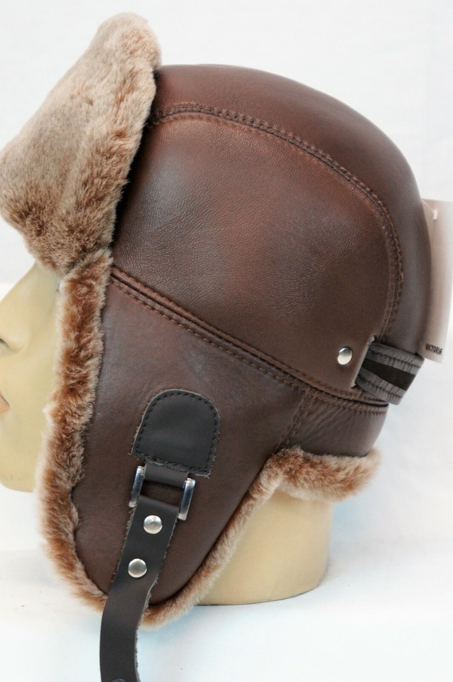 4 Farben Echtes Lammfell Echtleder Verstellbar Trapper Ushanka