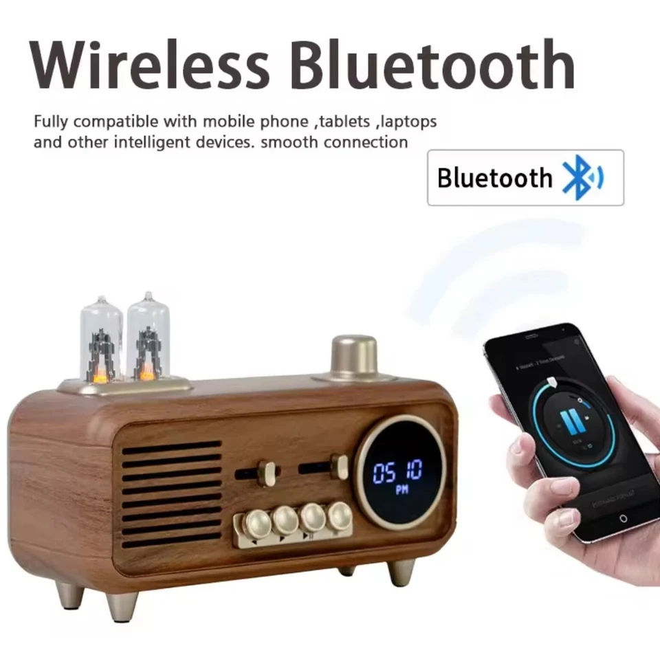 Retro Bluetooth Speaker with FM Radio & clock-vintage Portable Bluetooth speaker - Image 3 of 4