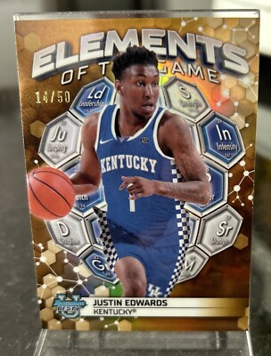 Justin Edwards 2023-24 Bowman s Best U Elements of the Game Gold Refractor 14/50