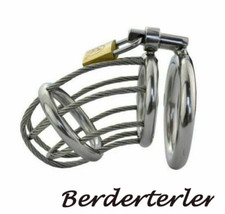 Stainless Steel Male Chastity Device Metal Rope Cage Men Standard Lockable Belt