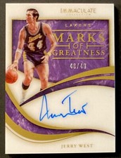 2019-20 Panini Immaculate Jerry West ON CARD AUTO #/49 Marks Of Greatness Lakers