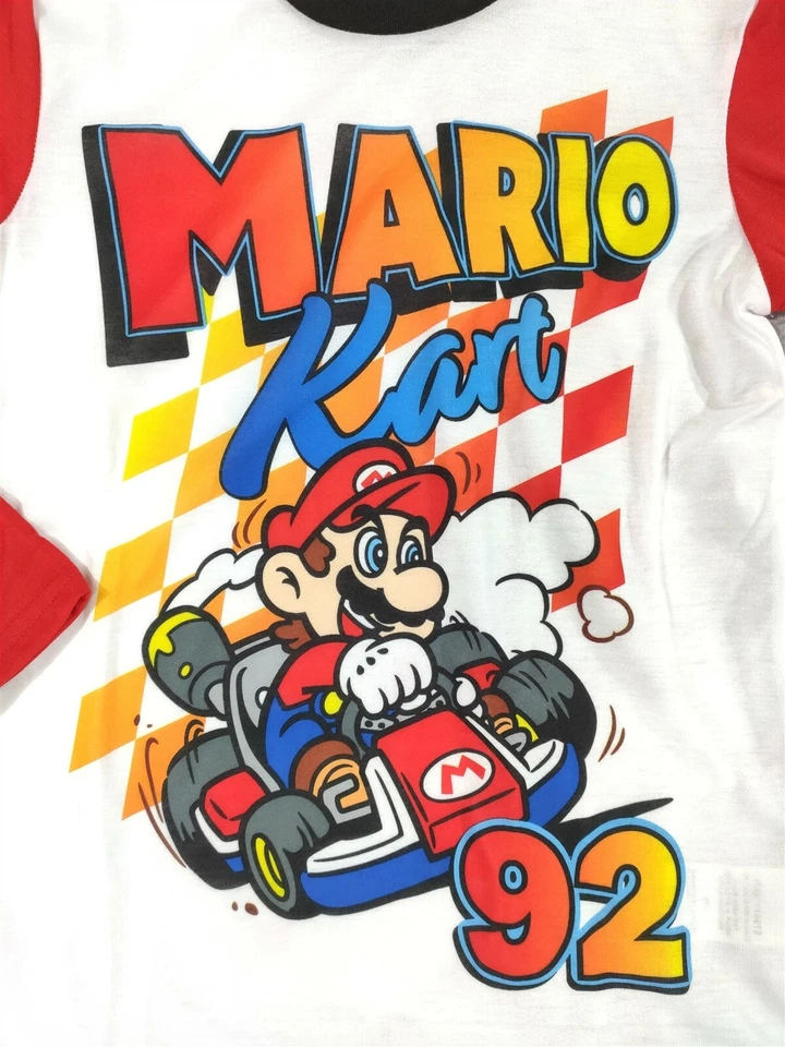Super Mario Pijama Niños Mediano 8 Mario Kart Manga Larga Camisa Pantalón PJ Conjunto de Regalo Foto 2 de 4