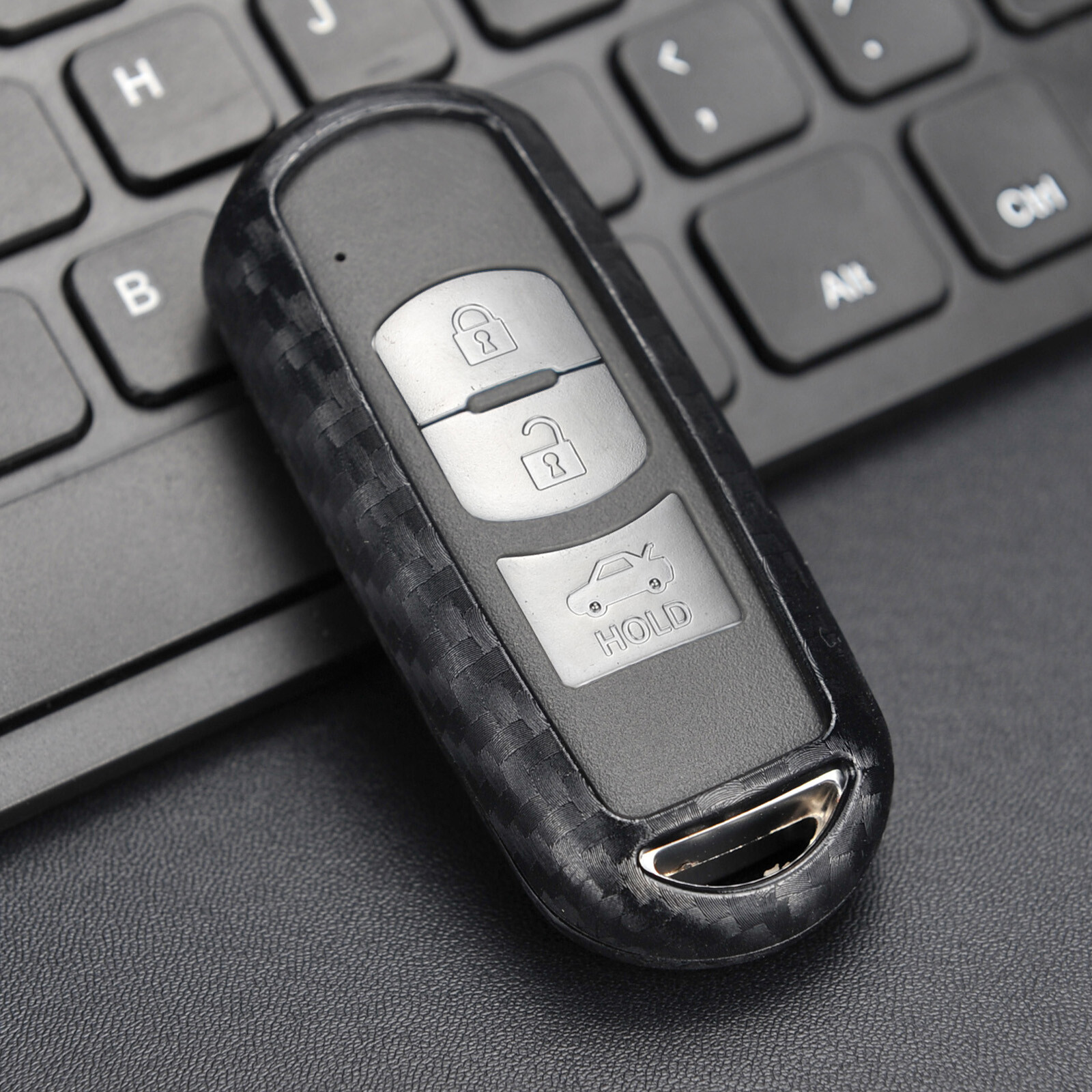 Silicone Carbon Fibre Car Smart Key Case Cover For 2013-2021 Mazda 2 3 6 CX3 CX5