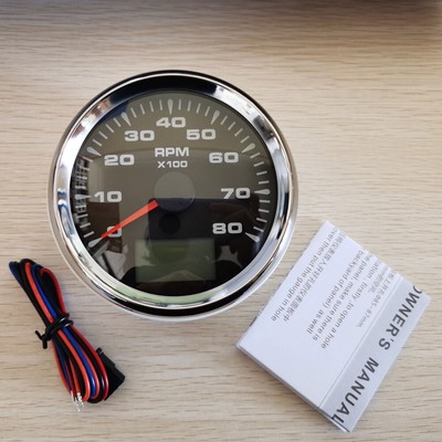 85MM Black Tachometer with Hour Meter 8000RPM for Gas Diesel Engine 7 Colors LED