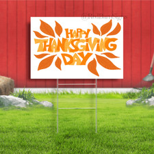 Happy Thanksgiving white background yard lawn sign