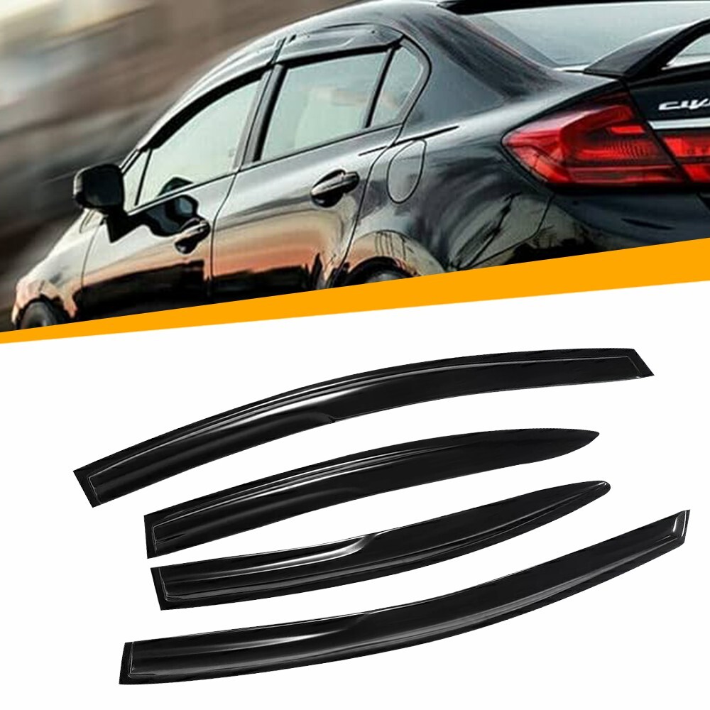 Window Visor Rain Deflector Guards X4 For 2012-15 Honda Civic All Sedan Models M