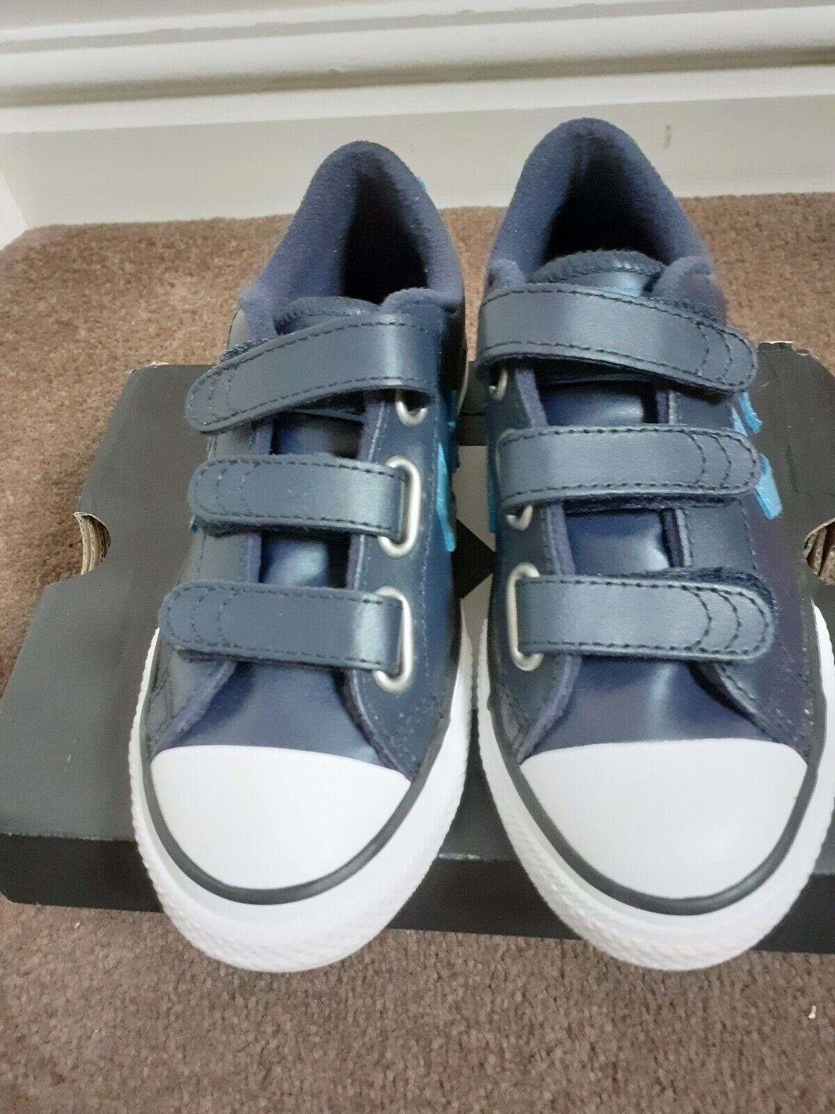 Resaltar mil millones prisa Junior Leather Converse Star Player 3V Lo pumps Navy/Blue/White. C13 BNIB |  eBay