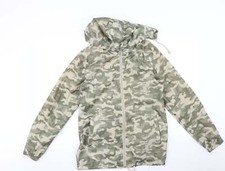 B&c Womens Green Camouflage Rain Coat Size L