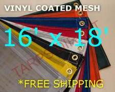 16' x 18' Vinyl Coated Mesh Tarp - Dump Truck Trailer Wind Break Fence Cover