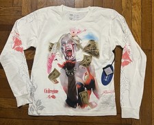 Sz Medium Men’s Civil Regime Harley Quinn Long Sleeve White Shirt