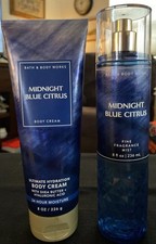 2 BATH  BODY WORKS MIDNIGHT BLUE CITRUS FINE FRAGRANCE MIST/ULTIMATE BODY CREAM